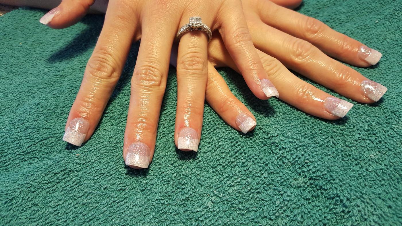 Finished glitter French-tip acrylic nails